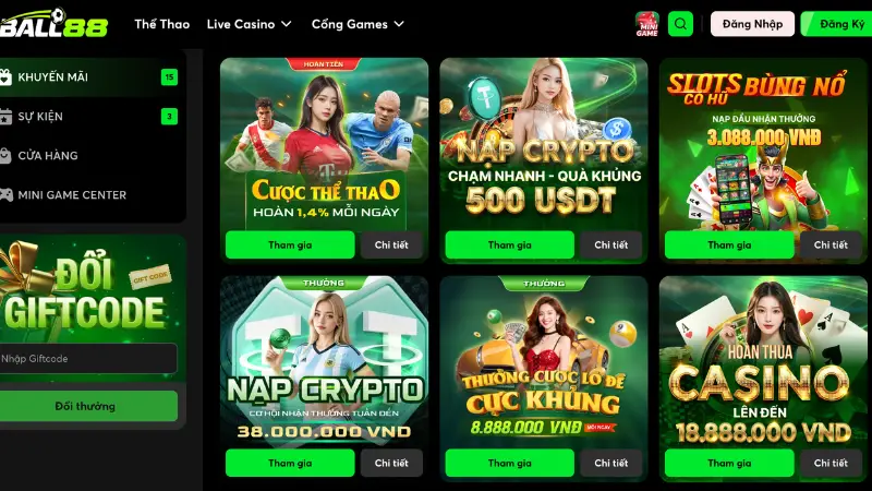 Hội viên hoạt động tích cực có thể nhận Gift Code Ball88 riêng theo cấp độ